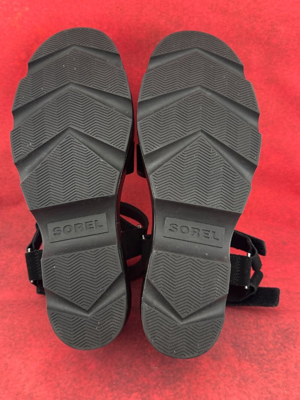 SOREL WOMEN'S BLACK LEATHER PLATFORM SANDALS HOOK & LOOP ANKLE STRAPS SIZE 9 - Picture 7 of 8